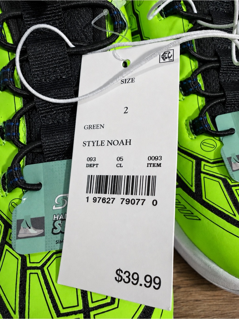 S Sport Step-Ins Kids Neon Green Sneakers Size 2 NWT - Picture 4 of 9